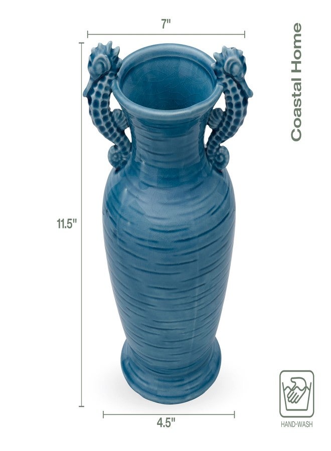 Fitz & Floyd Fitz and Floyd Fitz & Floyd Coastal Home Seahorse Vase, Aqua - Image 3